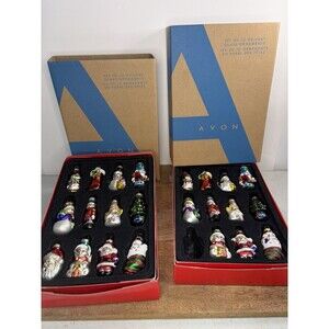 2 Sets Avon Vintage Mercury Glass Holiday Christmas Ornaments Original Boxes 23